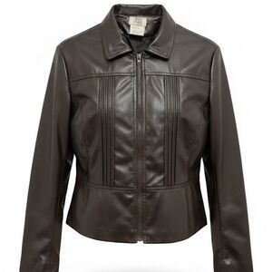 Elegant Dark Brown Leather Jacket for Women